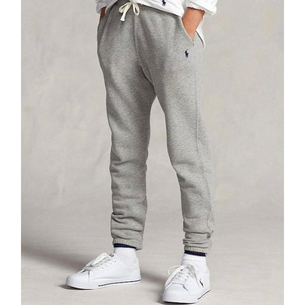 Polo Ralph Lauren Boys XL 18-20 Heather Gray Fleece Joggers Sweatpants Pony Logo